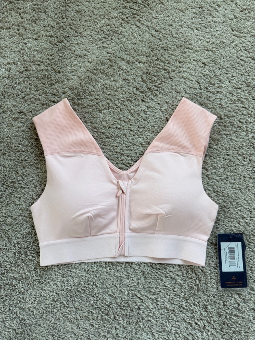 Tommie Copper Front-Zip Light Pink Sports Bra